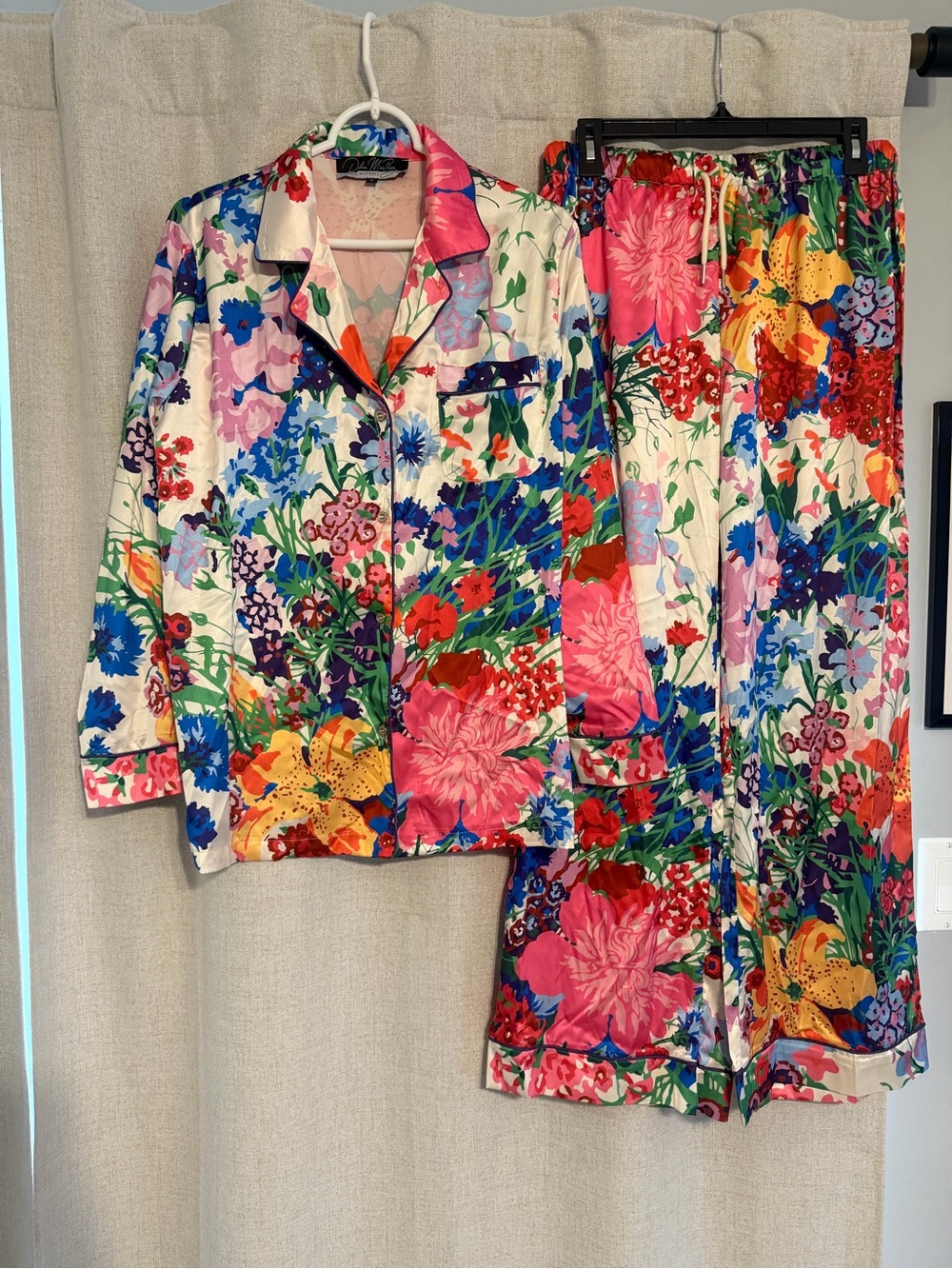 Multicolor Floral Satin Women’s Pajama Set